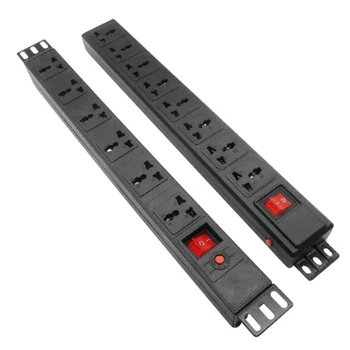 

PDU Cabinet Power Strip with Switch 6/8AC Universal Outlets Lightning Overload Protection Extension Socket 19 Inch Hight Power
