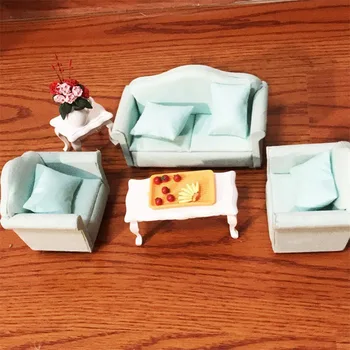 

1:12 Mini Doll Miniature Soft Sofa Set Dolls Mini Furniture Toys Kids Pretend Play Toy for Girls Gifts Children Birthday Gift