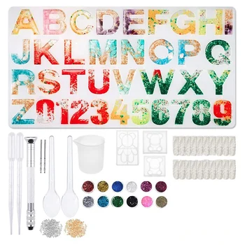 

DIY Resin Casting Molds Letter Number Animals Silicone Mold with Finger Cots For Casting Molds For DIY Jewelry Craft