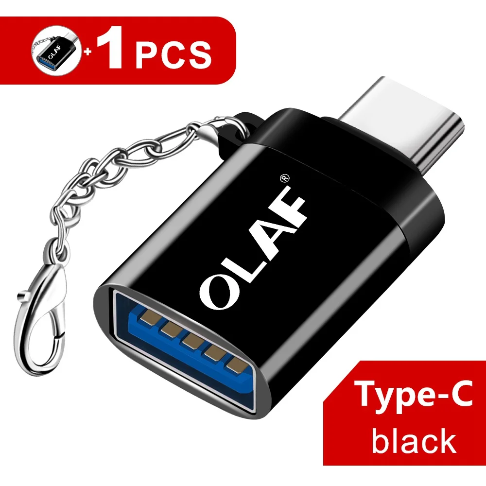 Black Olaf usb type C OTG адаптер USB C зарядный кабель для передачи данных для Macbook samsung S10 S9 S8 huawei Xiaomi Mi9 USB для type-c OTG - Цвет: Black