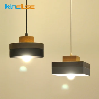 

Modern Led Wood Round Square Pendant Light Fixture Nordic Simple Wooden Hanging Lamp Cafe Bar Restaurant Home Deocration Lgihtin