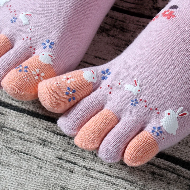 3 пары Хлопковых Носков с пятью пальцами новые носки с кроликами Kawaii японские носки с раздельными пальцами