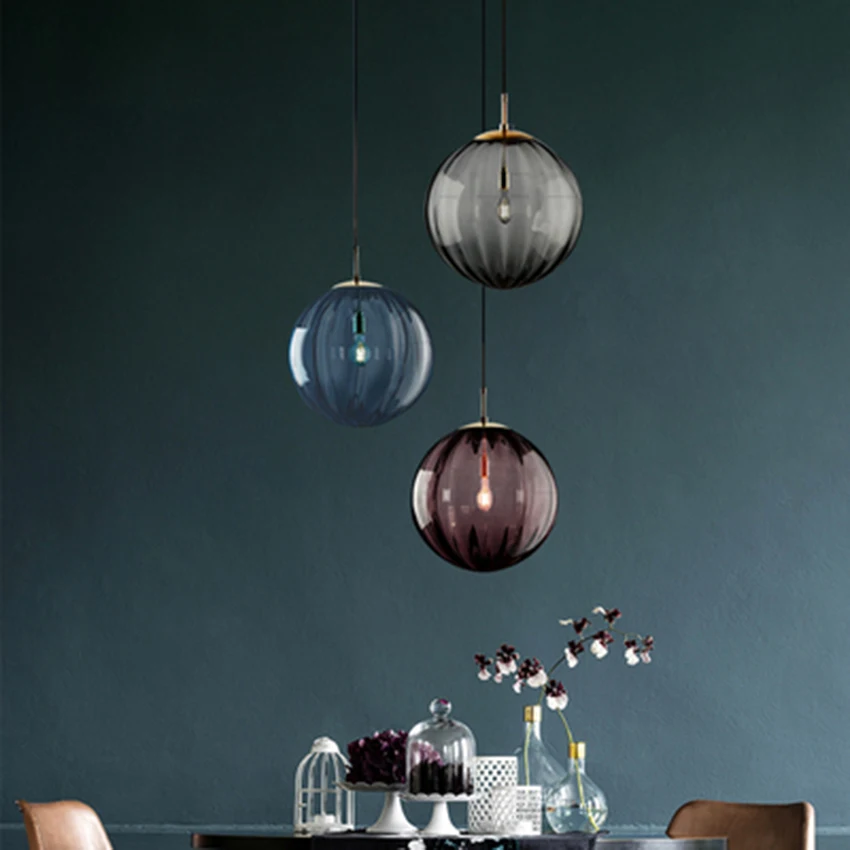 

Postmodern LED Colorful Glass Pendant Lights Lighting Nordic Cafe Bar Loft Living Room Lamp Bedroom Bedside Decor Light Fixtures