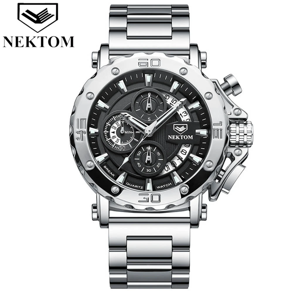 2021 Men Casual Sport Watches Stainless Steel Waterproof Chronograph Clock Top Brand Business Men Wristwatch Gift for Men