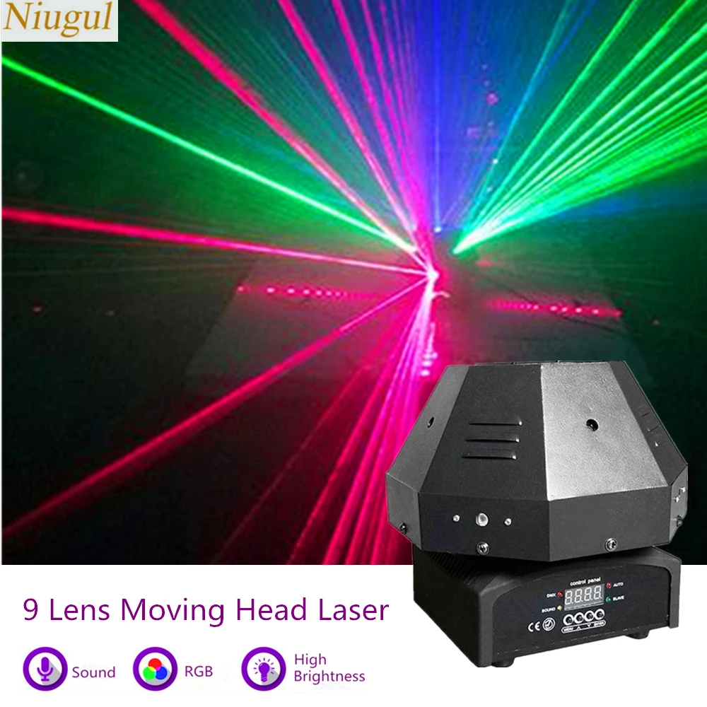 

9 Lens Moving Head Scan Light RGB Beam Effect Laser Light Professional 540 Degree Scanning DJ Lighting Stage Equipment Scanner