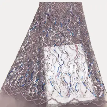 

African Net Lace Fabric 2020 High Quality Lace French Nigerian Mesh Sequins Lace Fabrics For Wedding Dress Sewing