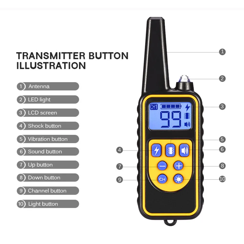 Goede 800 M Elektrische Hond Opleiding Kraag Waterdicht Oplaadbare Halsband Met Afstandsbediening Ontvanger Pet Training Collar Dropship