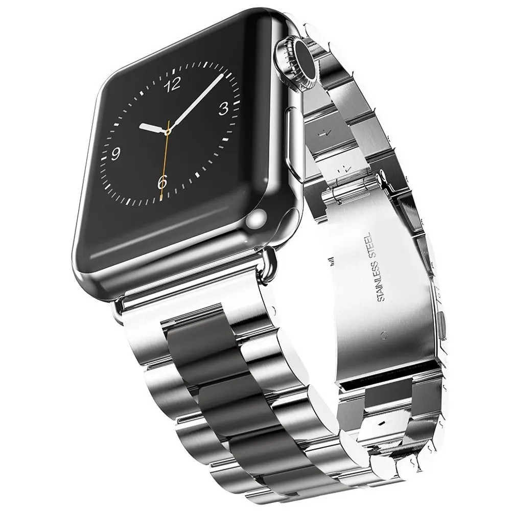 Роскошный ремешок Beziye из нержавеющей стали для Apple Watch 42 мм 38 мм 44 мм 40 мм серия 5 металлический спортивный ремешок iwatch 4 3 - Цвет ремешка: silver-black