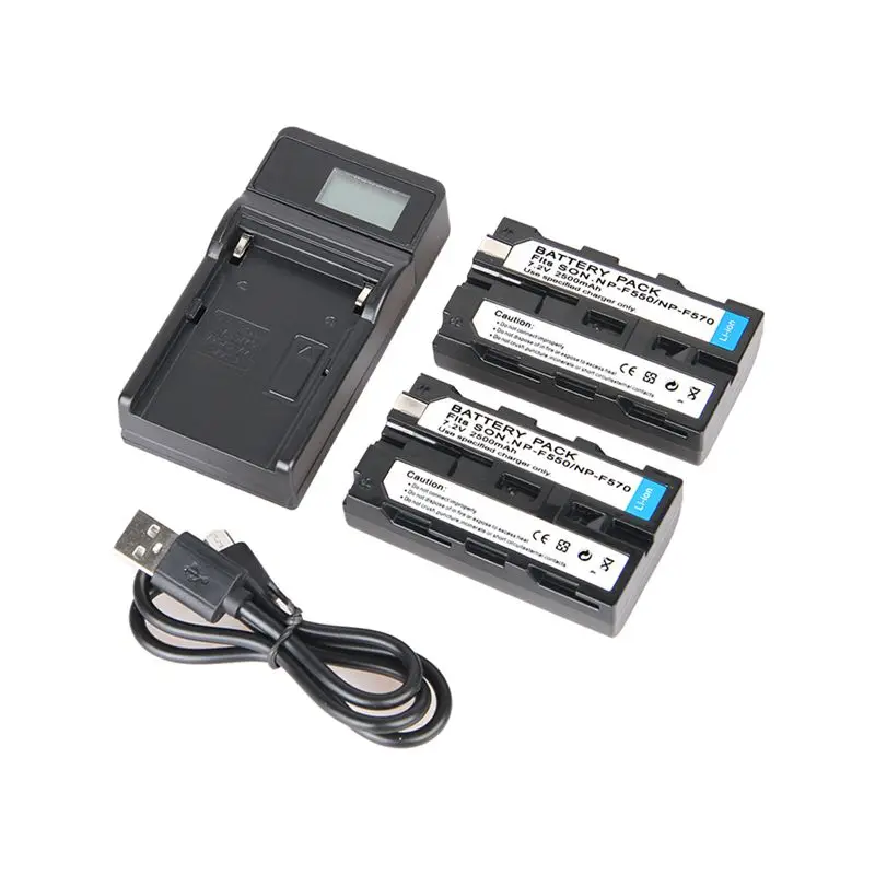 Для sony NP-F550/570 полный декодирование 7,2 V 2500mAh батарея 2+ ЖК-экран USB Одна зарядка+ USB кабель