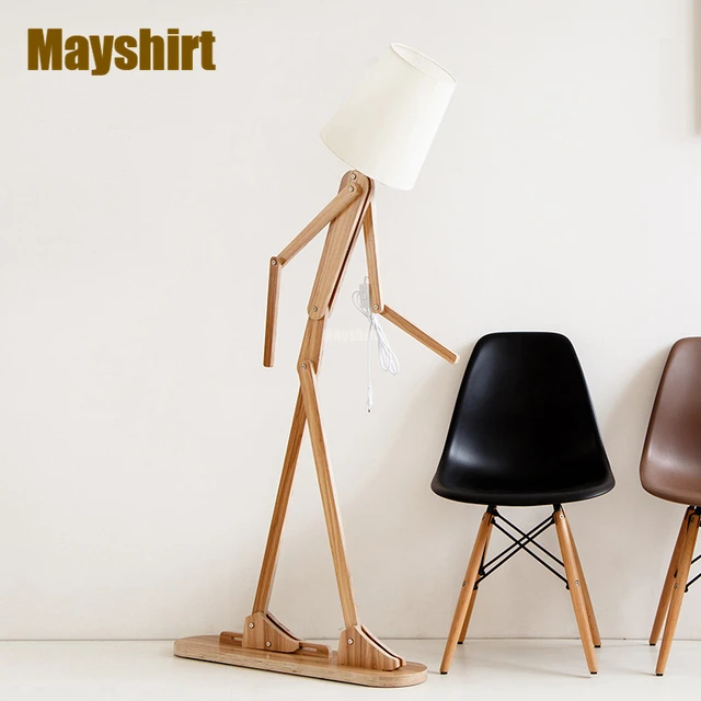 Modern Wood Fabric Human-shaped Led Floor Lamps for Living Room 1