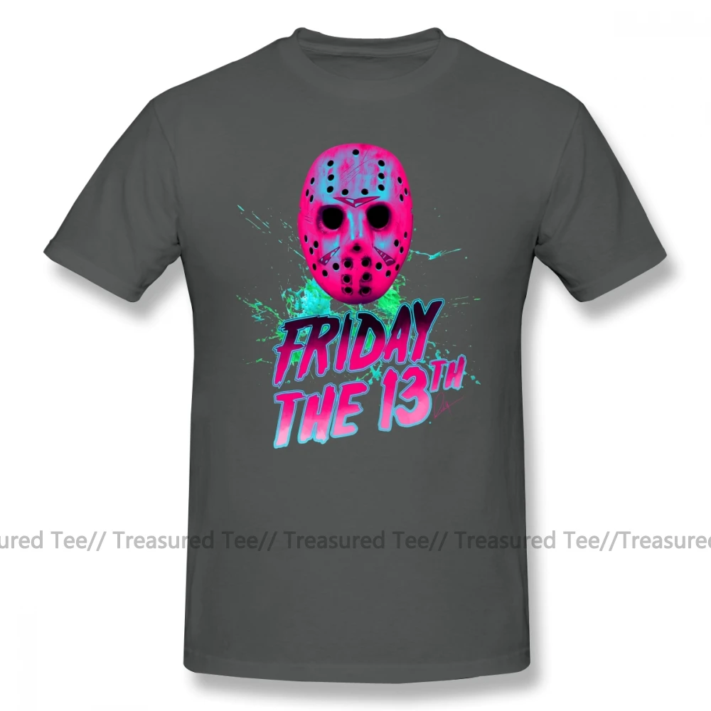 Friday 13, футболка, FRIDAY THE 13TH Neon V, футболка с графическим принтом, футболка с короткими рукавами, Мужская забавная Базовая хлопковая футболка, плюс размер - Цвет: Dark Grey