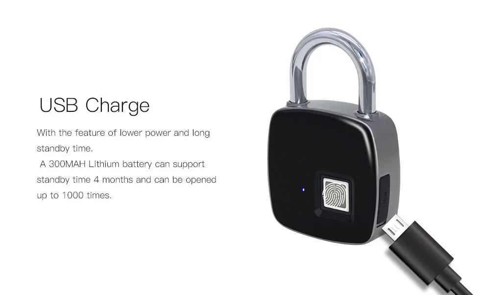 Keyless USB Перезаряжаемый дверной замок, отпечаток пальца, умный замок, быстрая разблокировка, цинковый сплав, металл, саморазвивающийся чип