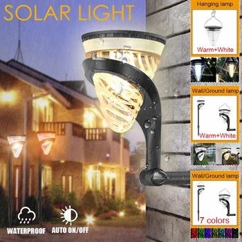 

2pcs LED Solar Lamp Adjustable 7Colors LED Solar Garden Light Waterproof Landscape Wall Light Outdoor Street Light Solar Lamp