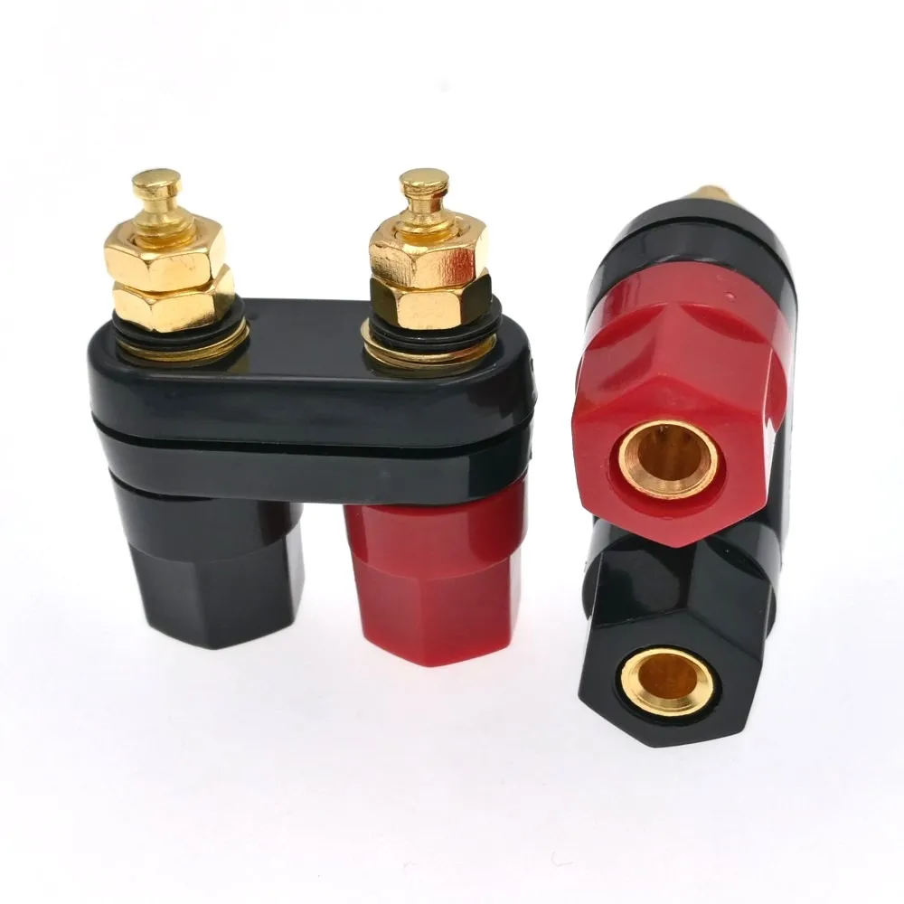 Dual Gold Speaker Binding Posts Terminal - 4mm Sockets for Banana Plugs - 2 Way (11)