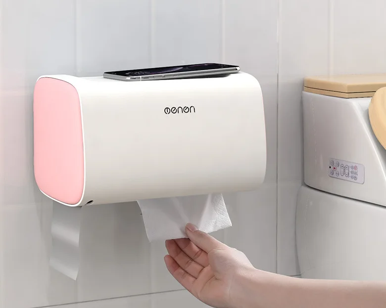 Pastic Wall-Mounted Bathroom Toilet Tissue Dispenser Double Door Paper Shelf Storage Box Bathroom Kitchen Storage Box LF897