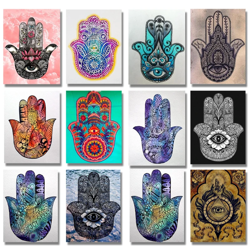 

Full Round Drill 5d Diamond Embroidery Hand Of Fatima Diy Diamond Painting Cross Stitch Kits Patterns Mosaic Mandala Needlework