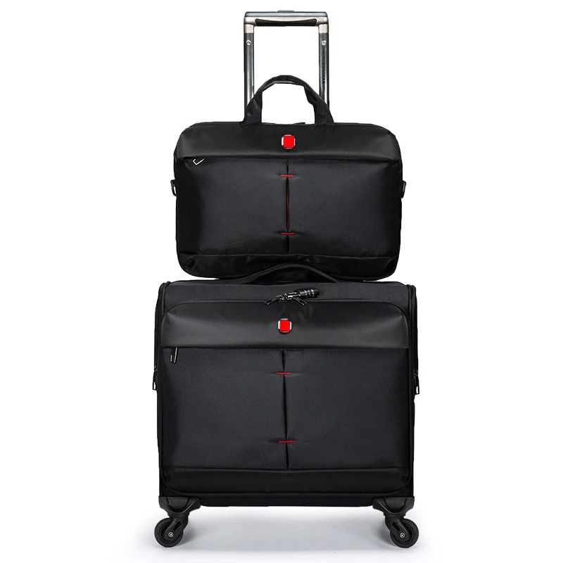 Swiss-maleta de viaje con bolso para hombre y mujer, Maleta de nailon con  ruedas de 16 pulgadas, color negro - AliExpress Maletas y bolsas