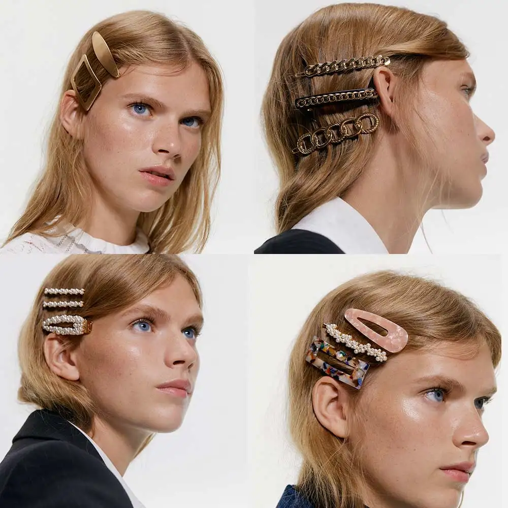 

Dvacaman ZA Fashion Maxi Metal Hair Pins for Women Wedding Chic Resin Pearl Twist Shape Barrettes Party Gift Hair Clip Jewelry