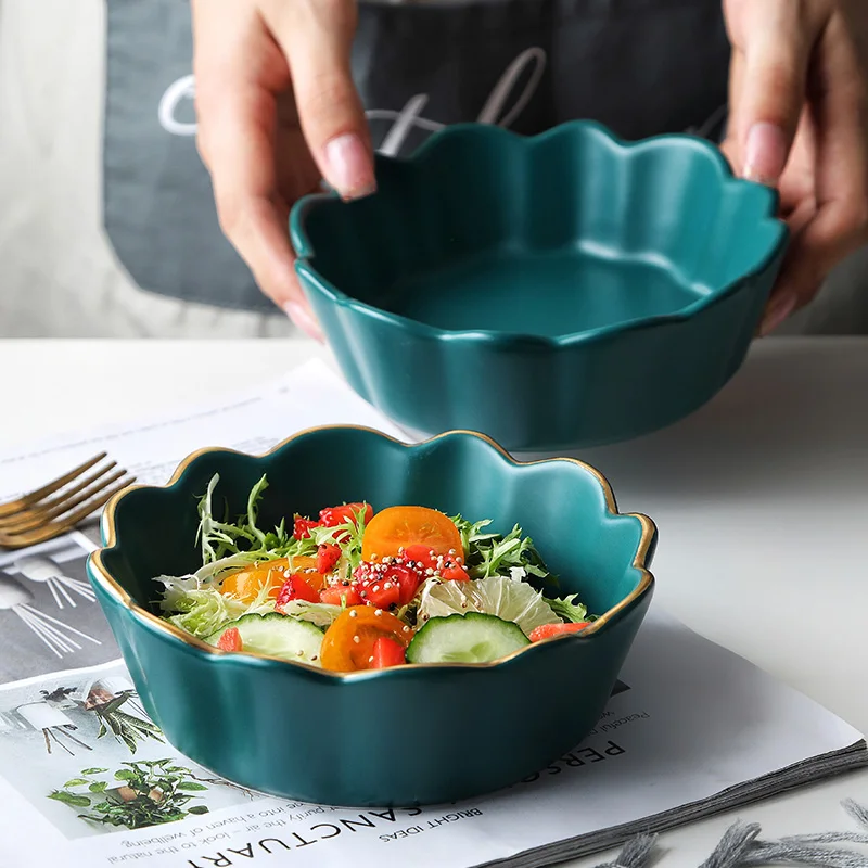 

MUZITY Ceramic Bowl Flower Shape Procelain Pigmented Salad or Dessert Bowl for Dinner