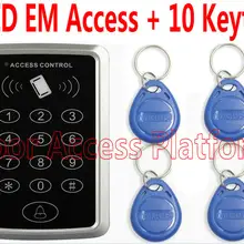 RFID EM ID контроллер доступа, Pro-ximity ID карта 125 кГц, код+ пароль терминал машина+ 10 шт. RFID EM ID Брелоки