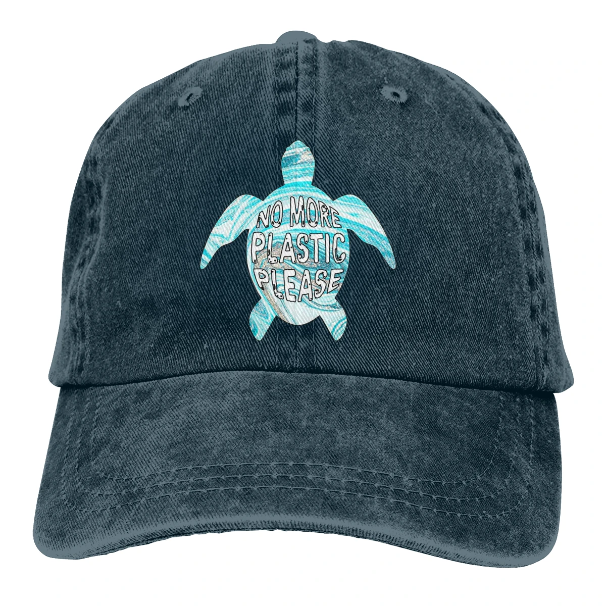 Морская черепаха нет больше пластиковый Casquette черный унисекс Мужские Женские джинсовые бейсболка с ремешком кепки Регулируемый Гольф папа шляпа