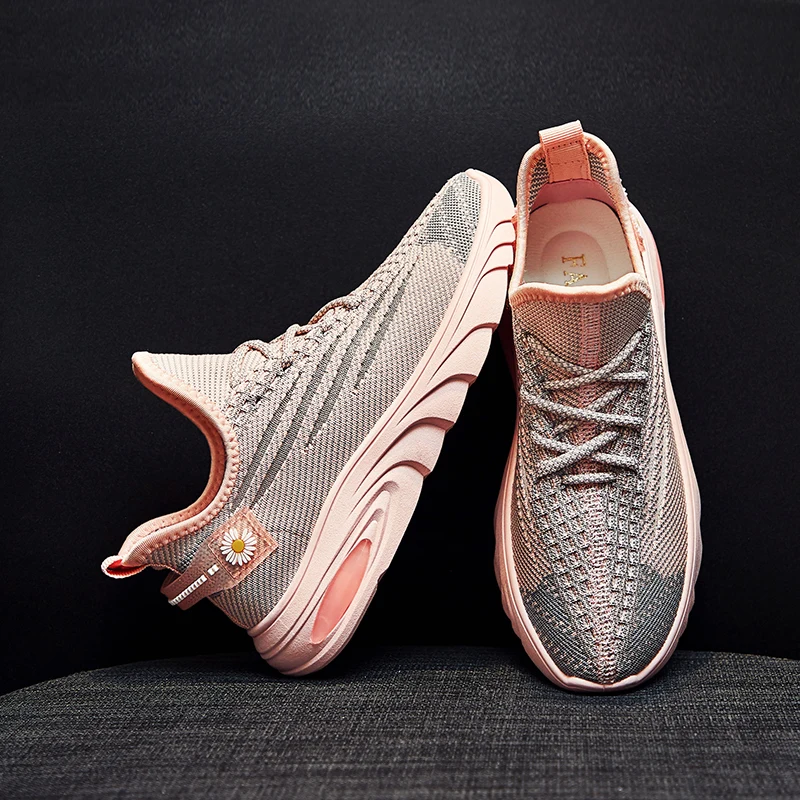 Women casual coconut women shoes flat sports shoes super stretch breathable tennis shoes flying woven running shoes women' shoes