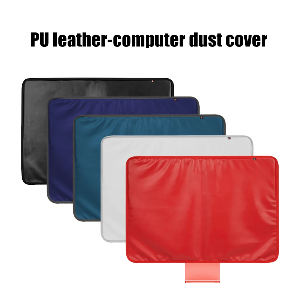 24 Inch New PU Leather Cover for iMac Computer Monitor Polyester Dust Cover Protector with Inner Soft Lining Back Pocket