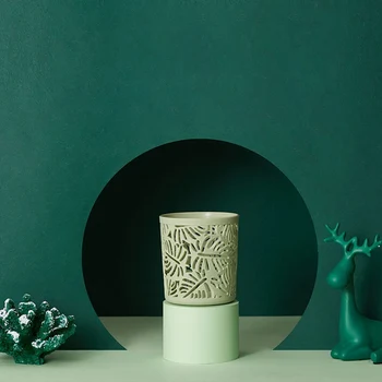 

1 Pcs Simple Forest Leaf Pattern Hollow Pen Holders Office Organizer Desktop Cylinder Storage Box Pencil Container Stationery