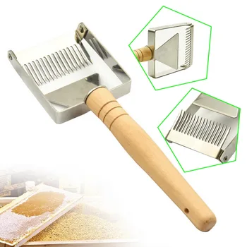 

17-Pin Stainless Steel Bee Honey Uncapping Fork Scraper with Wooden Handle for Beekeeper Beekeeping Bee Supplies 24.5x7.5cm