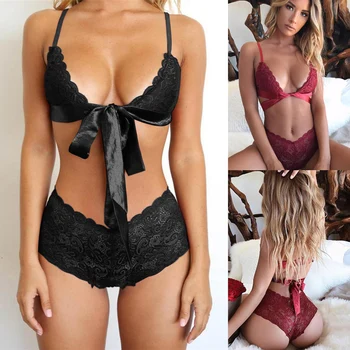 

Lingerie Bra Set Women Sexy Lace Red Underwear Transparent For Woman High Waist Brief Panties Intimates Japanese Lolita