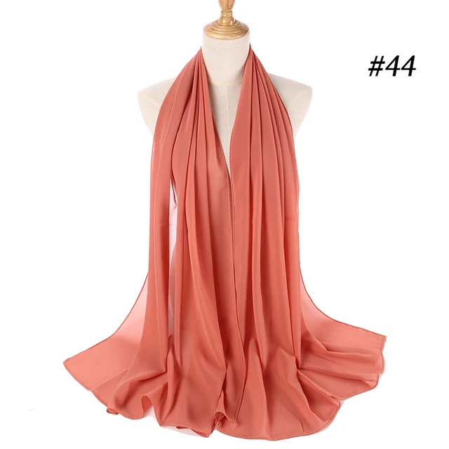 women plain bubble chiffon scarf hijab wrap printe solid color shawls headband women hijabs scarves/scarf 60 colors COLOR 44