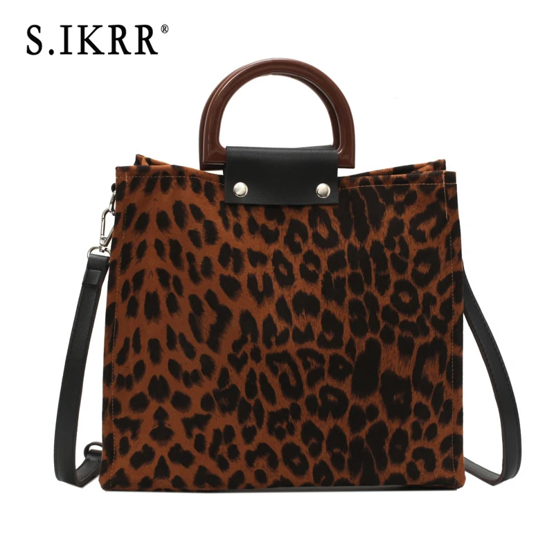 S. IKRR модная леопардовая Женская сумка Роскошные сумки женские сумки дизайнерские с ручкой из искусственной замши женская сумка через плечо кошелек новинка - Цвет: Dark Leopard