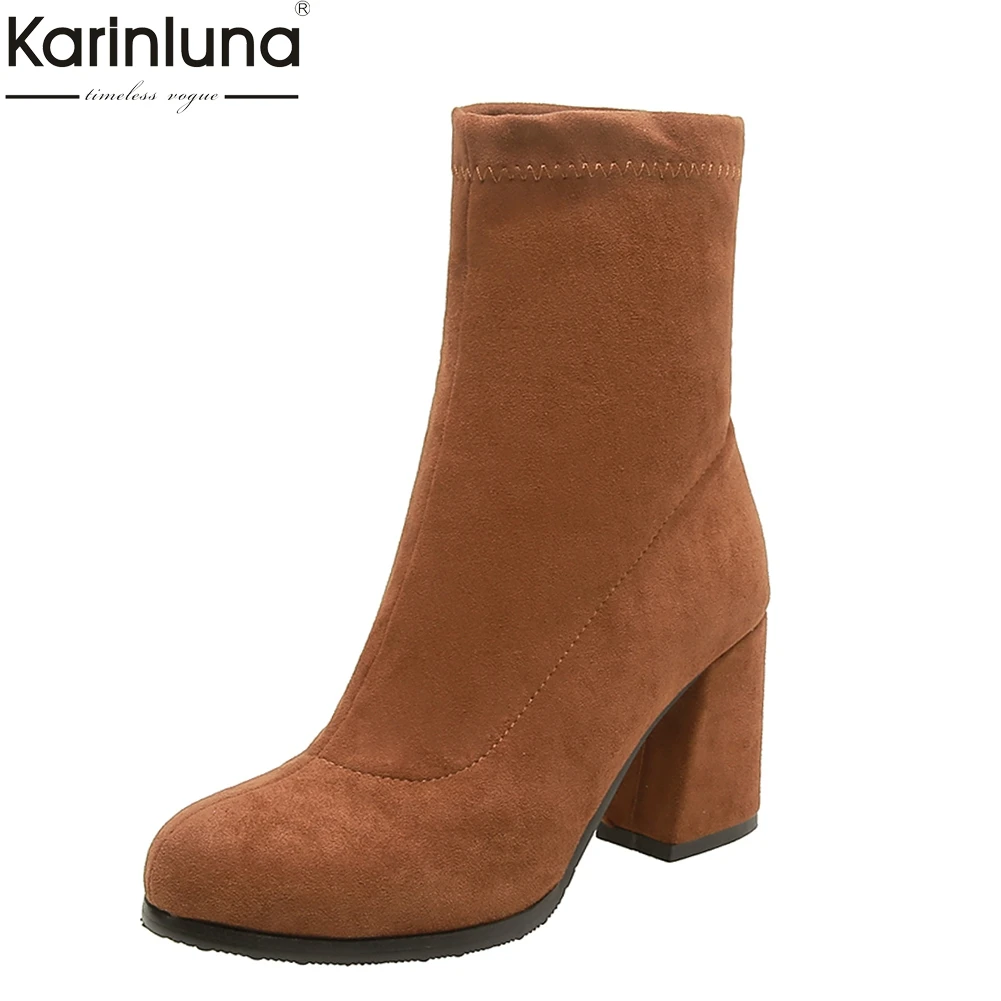 

Women's 2019 Big Size 32-46 Chunky HIGH Heels Ankle Boots Woman Shoes Women sock Boots Female top quality