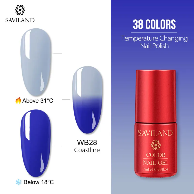 7ml WB28 SAVILAND температурный меняющий Цвет Гель-лак UV Vernis полуперманентный Блеск Гель-лак верхнее покрытие Гибридный лак для ногтей - Цвет: 7ml WB28
