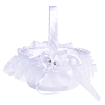 

Wedding Flower Girl Flower Basket White Flower Basket Wedding Flower Basket Bow Bride Wedding Flower Basket