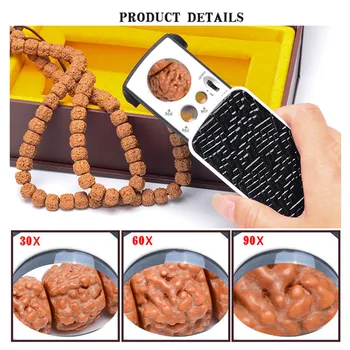 

Jewelry Loupes 30X 60X 90X Illuminated Jewelry Magnifier Pocket Folding Magnifier Jewelry Lens LED Light Eye Magnifier