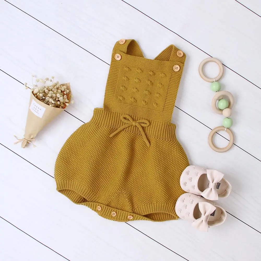 

Baby Girl Bodysuits Clothes Sleeveless Newborn Bebes Body Tops Autumn Solid Color Knitted Toddler Infant Jumpsuits Pajamas 0-18M