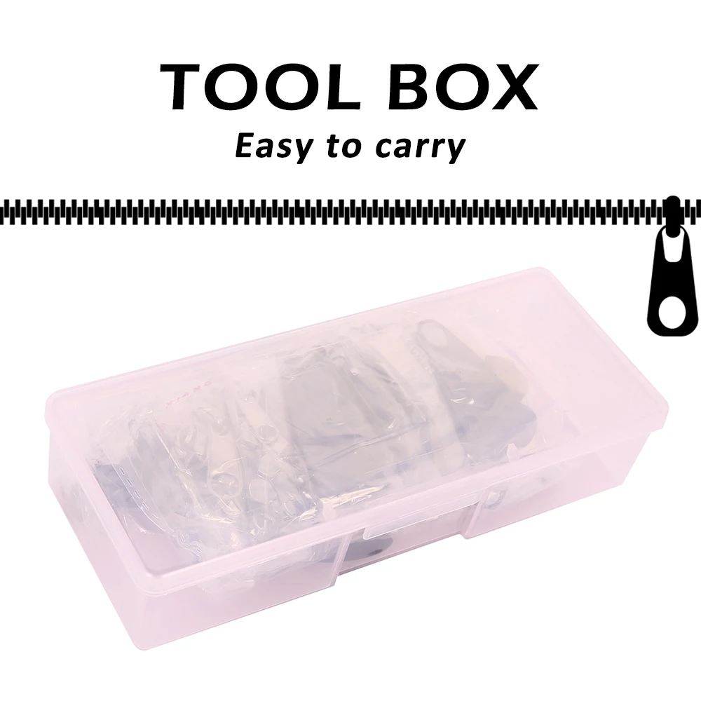197pcs/set Zipper Replacement Head Zipper Repair Kit Install Plier Metal Lock Zip Slider Tools Pull Garment Accessories