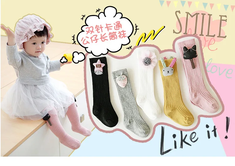 Мягкие милые хлопковые носки до колена с рисунками животных для новорожденных девочек вечерние носки для малышей, осенне-зимняя одежда принцессы