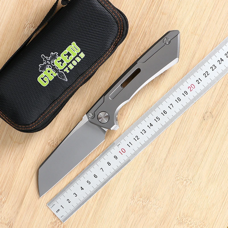 

Green thorn SNECX BUSTER folding knife m390 blade TC4 titanium handle ceramic ball bearing outdoor camping practical EDC tool