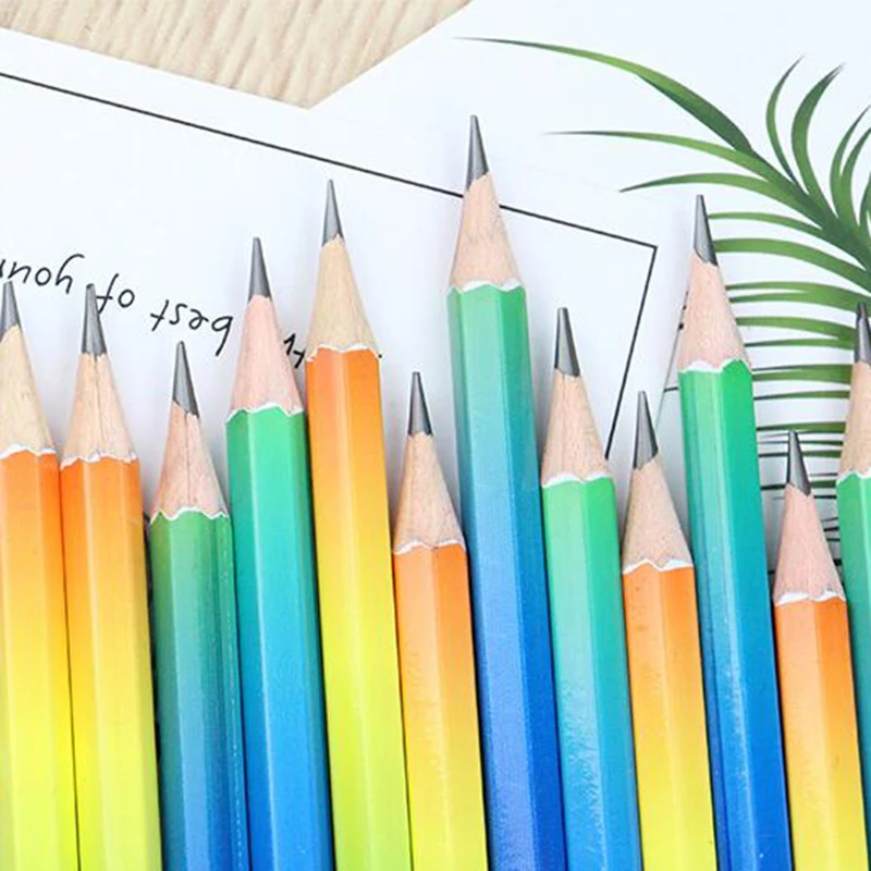 12 шт./компл. креативные цветные карандаши Модные Цветные нетоксичные 2B ручки для рисования для детей милые школьные канцелярские принадлежности