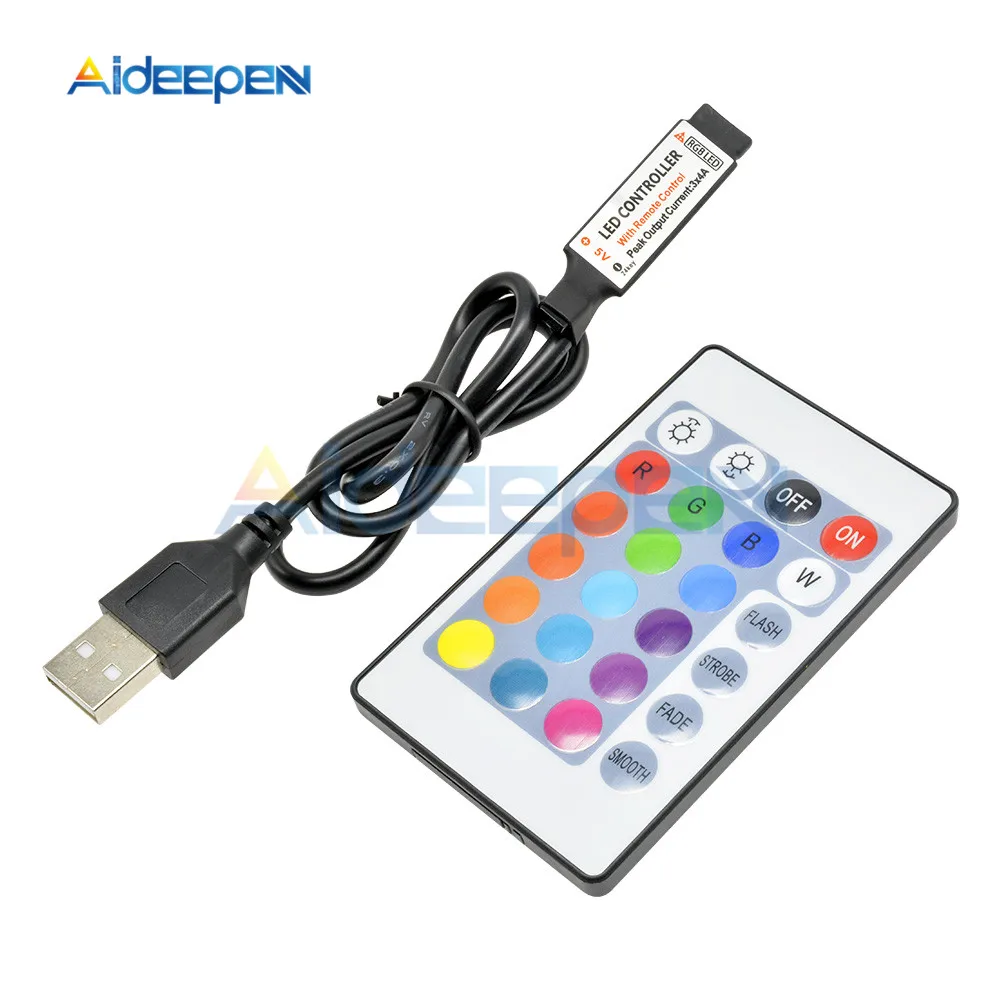 Светодиодная лента 5 в 12 В RGB USB ИК пульт дистанционного управления светильник 24