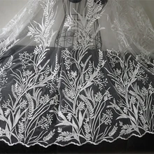 Кружевная ткань цвета слоновой кости с цветочной вышивкой в стиле ретро, вышитая кружевная ткань цвета слоновой кости, свадебная кружевная ткань цвета слоновой кости