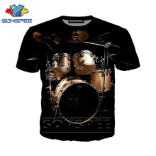 Anime 3d print funny music t shirt Men Women fashion t-shirt drum set sexy kids Harajuku top tee Funny shirts homme tshirt A48