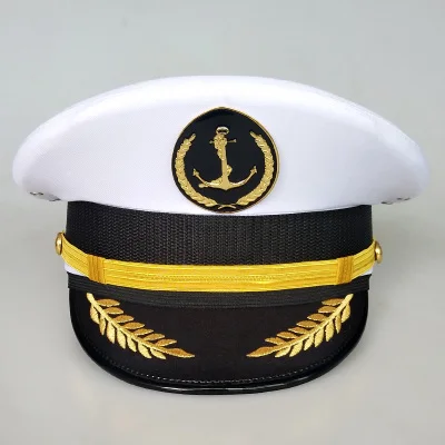White Style 1 Повседневный морской судовой Шкипер, головной убор моряка для мужчин и женщин, военные кепки, темно-синие команды, шляпы для выступлений аксессуары для капитана - Цвет: White Style 1