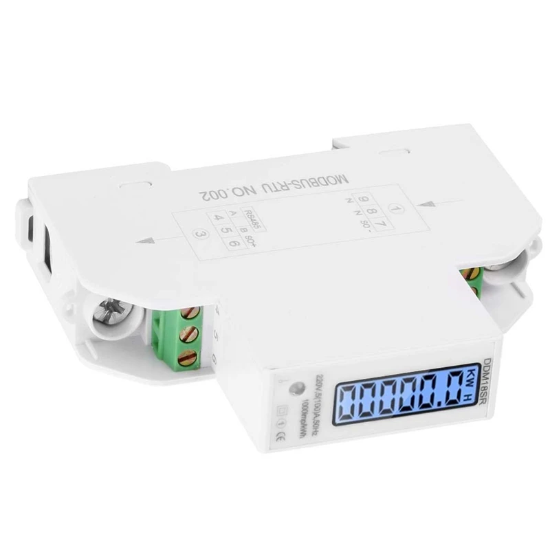 DDM18SR 220 В счетчик энергии ЖК-цифровой дисплей однофазный din-рейку потребление электроэнергии цифровой ваттметр