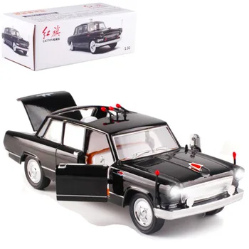 

1:32 Scale Diecast Alloy China Classic Red Flag Sedan Parade Auto Car Model Pull Back Traffic Tools Vehicles Toy F Children Gift