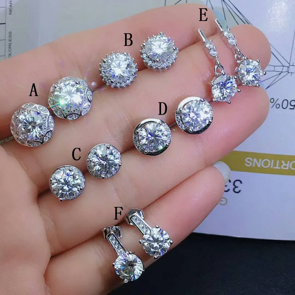 MeiBaPJ, 6 стилей, настоящий Муассанит, бриллиантовые серьги-гвоздики, 925 пробы, серебро, модные серьги в виде цветка, хорошее ювелирное изделие для женщин