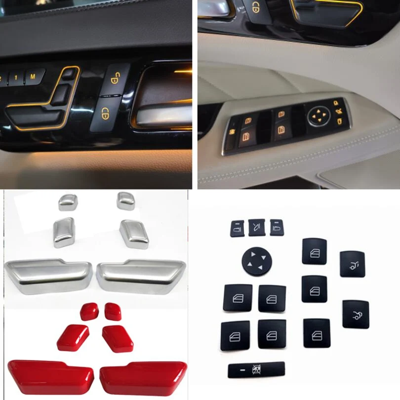 For Mercedes-Benz A C E Class W204 W212 W166 ML GL GLS K GLE Class Auto Door Lock Switch Seat Memory Adjust Button Trim sticker