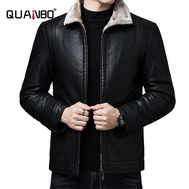 Мужская зимняя куртка QUANBO с шерстяной подкладкой новинка 2020 модная деловая